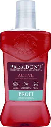 Ополаскиватель для полости рта PRESIDENT PROFI Active, не содержит спирт, 250 мл, Betafarma S.p.A., Италия