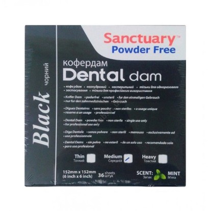 Латекс для раббердама DENTAL DAM 152мм*152мм средний, черный (36шт), SANCTUARY / Малайзия